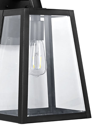Pasadena 9" Iron/Glass Modern Industrial Angled LED Outdoor Lantern - JONATHAN Y